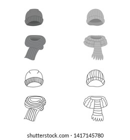 Vector illustration of clothes  and texture symbol. Collection of clothes  and weather  stock symbol for web.