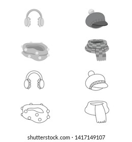 Vector illustration of clothes  and texture symbol. Collection of clothes  and weather  stock vector illustration.