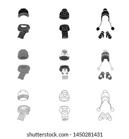 Vector illustration of clothes and texture symbol. Collection of clothes and weather stock vector illustration.