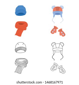 Vector illustration of clothes and texture symbol. Set of clothes and weather vector icon for stock.