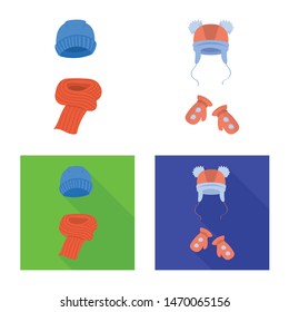 Vector illustration of clothes and texture symbol. Set of clothes and weather vector icon for stock.