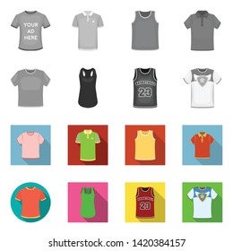 Vector illustration of clothes and wear icon. Set of clothes and short vector icon for stock.