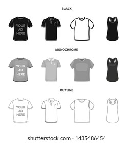 Vector illustration of clothes and wear logo. Set of clothes and short vector icon for stock.