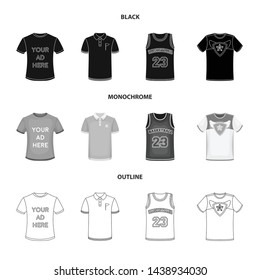 Vector illustration of clothes and wear symbol. Set of clothes and short stock symbol for web.