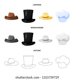 Vector illustration of clothing and cap icon. Set of clothing and beret stock vector illustration.