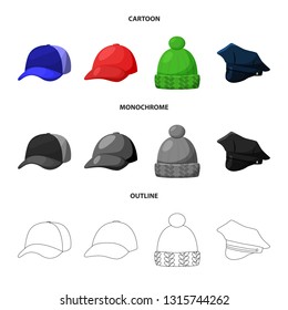 Vector illustration of clothing and cap icon. Collection of clothing and beret stock symbol for web.