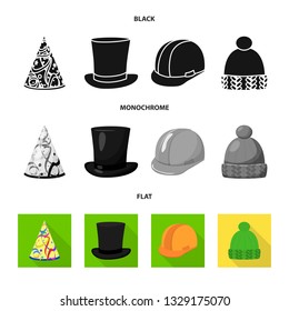 Vector illustration of clothing and cap icon. Collection of clothing and beret stock vector illustration.