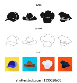 Vector illustration of clothing and cap icon. Collection of clothing and beret vector icon for stock.
