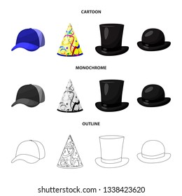 Vector illustration of clothing and cap icon. Collection of clothing and beret stock vector illustration.