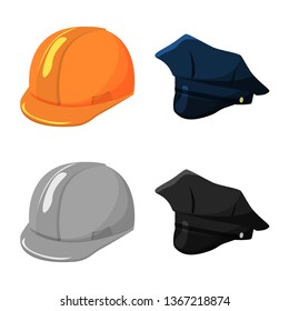 Vector illustration of clothing and cap icon. Set of clothing and beret stock vector illustration.