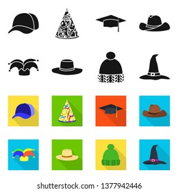Vector illustration of clothing and cap icon. Collection of clothing and beret stock vector illustration.