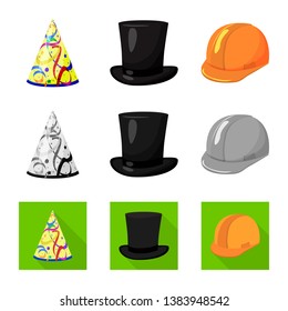 Vector illustration of clothing and cap icon. Collection of clothing and beret stock vector illustration.