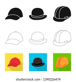 Vector illustration of clothing and cap icon. Set of clothing and beret vector icon for stock.