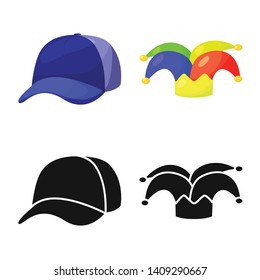 Vector illustration of clothing and cap icon. Collection of clothing and beret vector icon for stock.