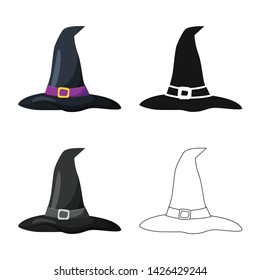 Vector illustration of clothing and cap icon. Set of clothing and beret vector icon for stock.