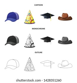 Vector illustration of clothing and cap icon. Collection of clothing and beret stock vector illustration.