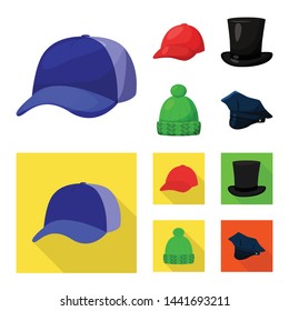 Vector illustration of clothing and cap icon. Set of clothing and beret stock vector illustration.