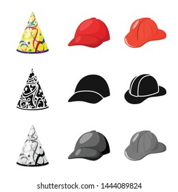 Vector illustration of clothing and cap icon. Collection of clothing and beret vector icon for stock.