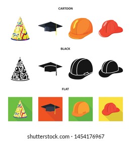 Vector illustration of clothing and cap icon. Collection of clothing and beret stock symbol for web.