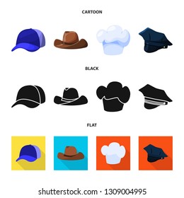 Vector illustration of clothing and cap logo. Set of clothing and beret vector icon for stock.