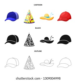 Vector illustration of clothing and cap logo. Set of clothing and beret stock symbol for web.