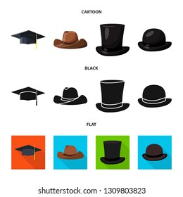Vector illustration of clothing and cap logo. Set of clothing and beret stock symbol for web.