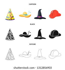 Vector illustration of clothing and cap logo. Set of clothing and beret vector icon for stock.