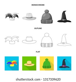 Vector illustration of clothing and cap logo. Collection of clothing and beret vector icon for stock.