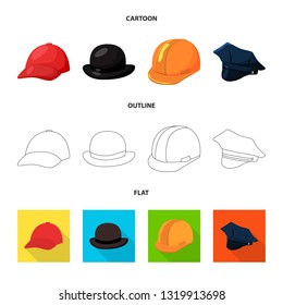 Vector illustration of clothing and cap logo. Collection of clothing and beret vector icon for stock.