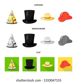 Vector illustration of clothing and cap logo. Collection of clothing and beret vector icon for stock.
