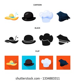 Vector illustration of clothing and cap logo. Collection of clothing and beret stock vector illustration.