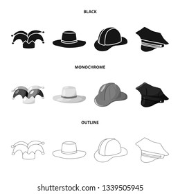 Vector illustration of clothing and cap logo. Set of clothing and beret vector icon for stock.