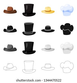 Vector illustration of clothing and cap logo. Set of clothing and beret stock vector illustration.