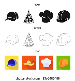 Vector illustration of clothing and cap logo. Set of clothing and beret stock symbol for web.