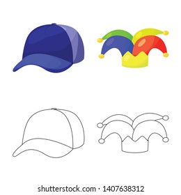 Vector illustration of clothing and cap logo. Set of clothing and beret stock vector illustration.