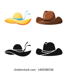 Vector illustration of clothing and cap logo. Set of clothing and beret stock symbol for web.