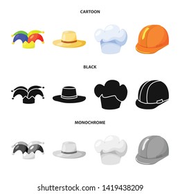 Vector illustration of clothing and cap logo. Set of clothing and beret stock vector illustration.