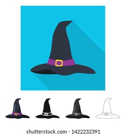 Vector illustration of clothing and cap logo. Set of clothing and beret stock symbol for web.