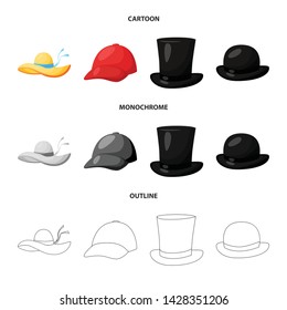 Vector illustration of clothing and cap logo. Set of clothing and beret stock vector illustration.