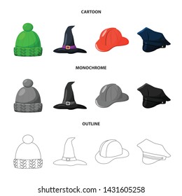 Vector illustration of clothing and cap logo. Collection of clothing and beret stock vector illustration.