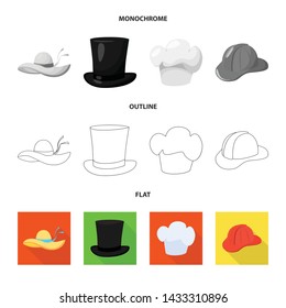 Vector illustration of clothing and cap logo. Set of clothing and beret stock symbol for web.