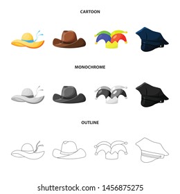 Vector illustration of clothing and cap logo. Set of clothing and beret stock symbol for web.