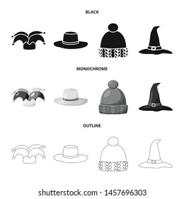 Vector illustration of clothing and cap logo. Set of clothing and beret stock vector illustration.