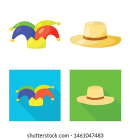 Vector illustration of clothing and cap logo. Collection of clothing and beret stock vector illustration.