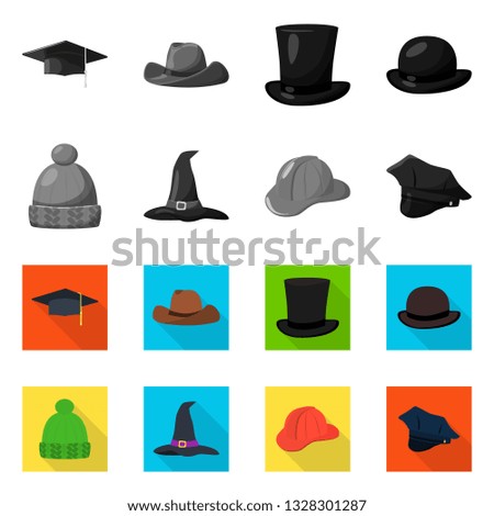 Vector illustration of clothing and cap logo. Set of clothing and beret stock vector illustration.