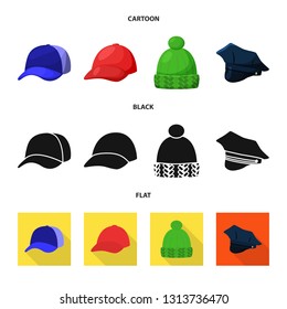 Vector illustration of clothing and cap sign. Collection of clothing and beret stock vector illustration.