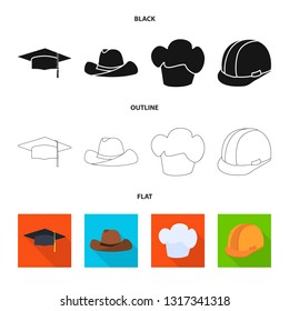 Vector illustration of clothing and cap sign. Set of clothing and beret stock vector illustration.