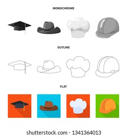 Vector illustration of clothing and cap sign. Set of clothing and beret stock vector illustration.