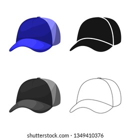 Vector illustration of clothing and cap sign. Set of clothing and beret stock symbol for web.