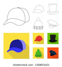 Vector illustration of clothing and cap sign. Set of clothing and beret vector icon for stock.